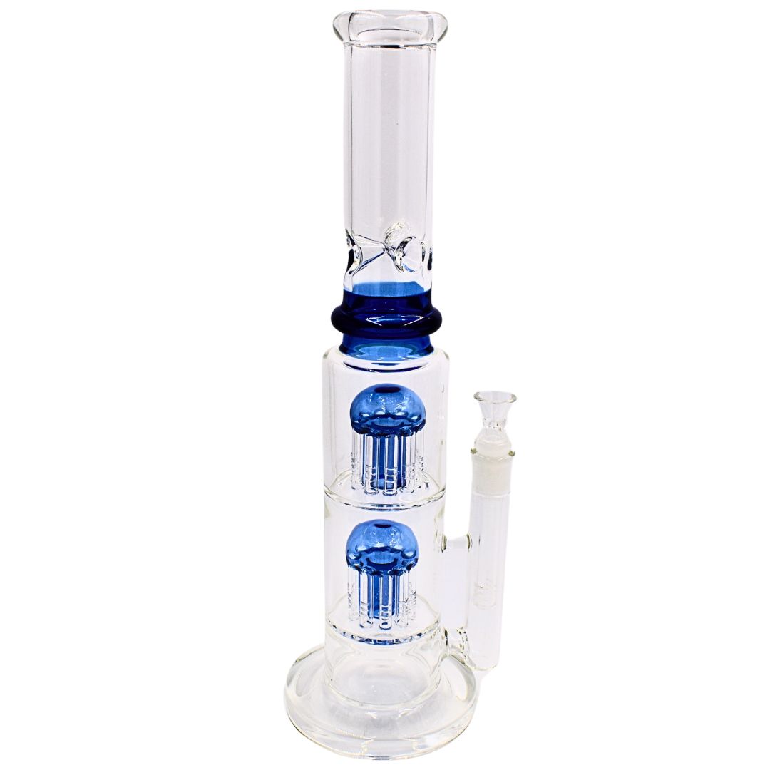15"Tree Percolator Glass Beaker Bong | Blue - Bittchaser