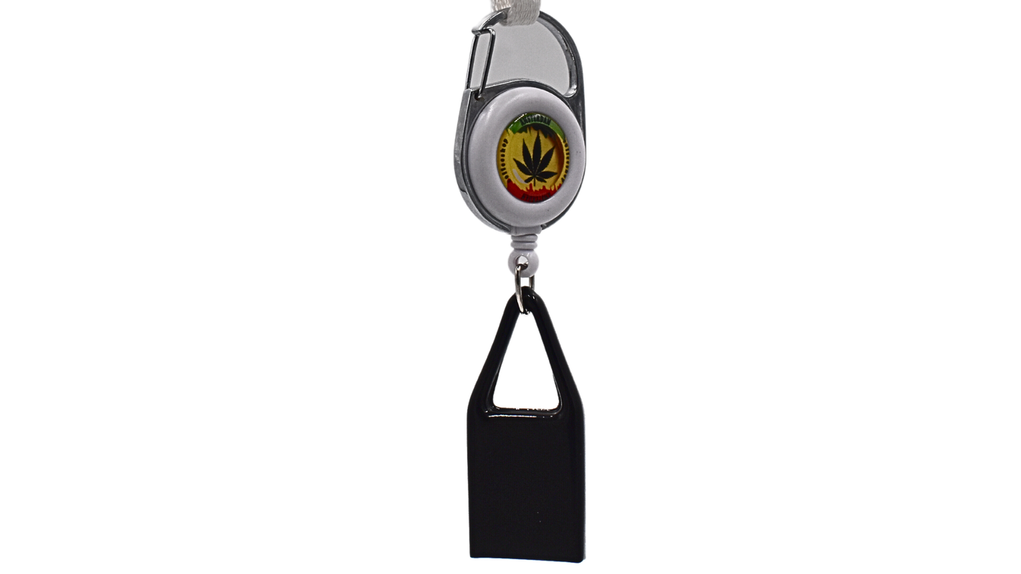Lighter Holder (Leash) - White Hemp Leaf - Bittchaser