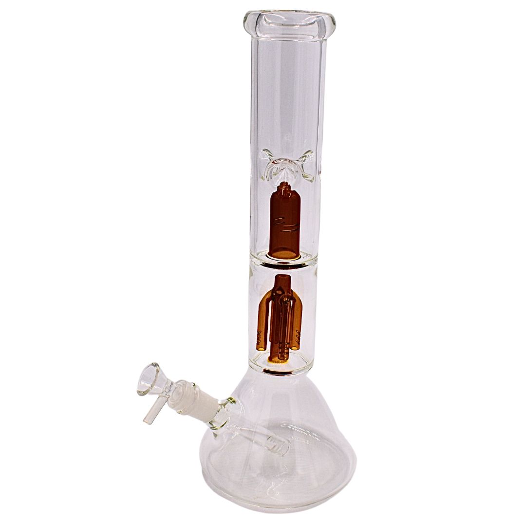 13" Clear Orange Glass Beaker Bong - Bittchaser