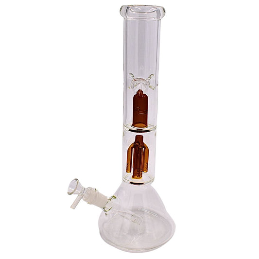 13" Clear Orange Glass Beaker Bong - Bittchaser