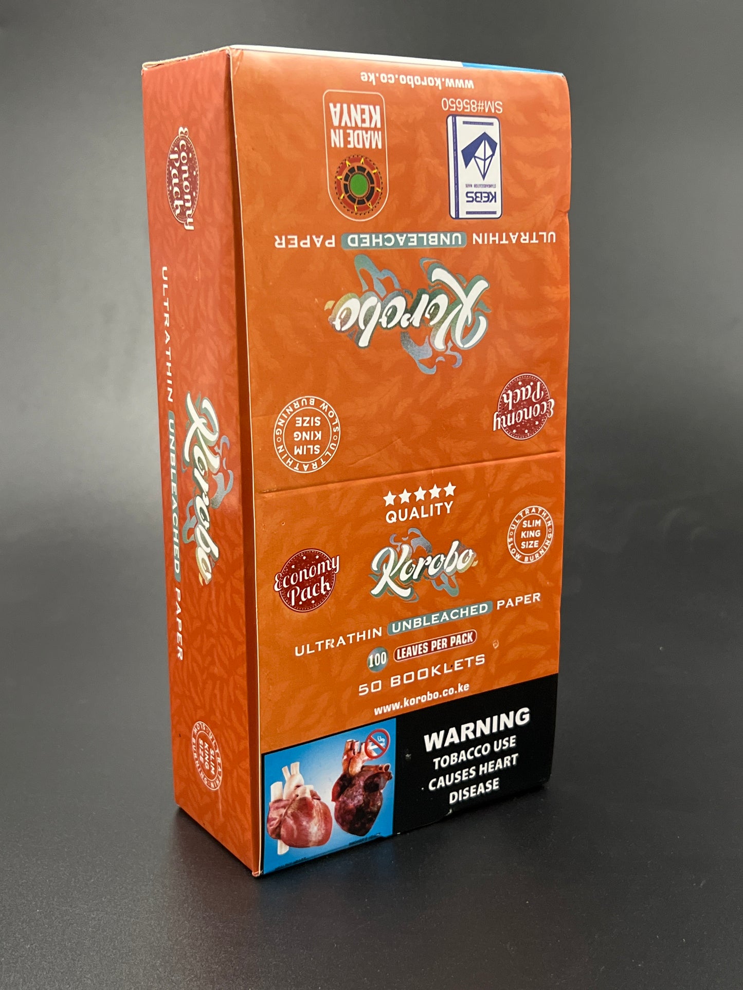 Korobo Brown Kingsize Slim 100 Leaves Rolling Papers