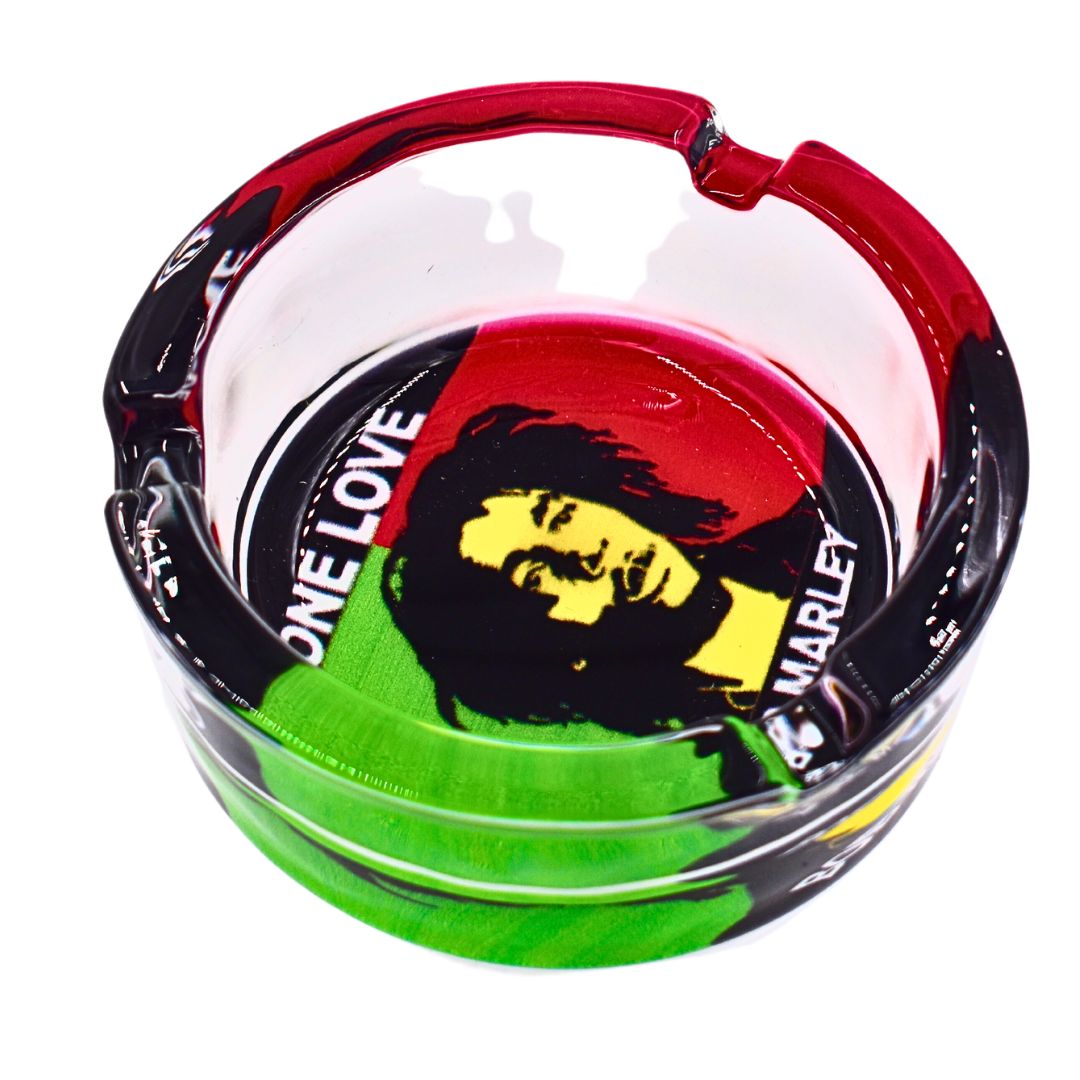 One Love Bob Marley Art Glass Ashtray - Bittchaser