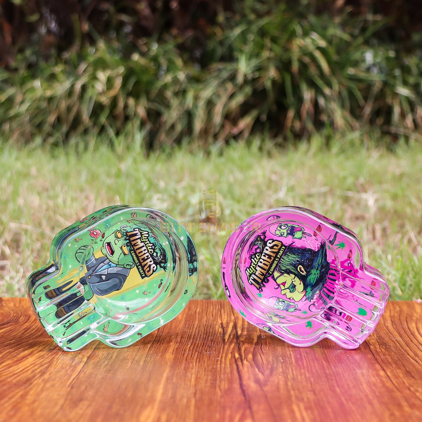 Mystic Timbers Party Skull Premium Glass Ash tray