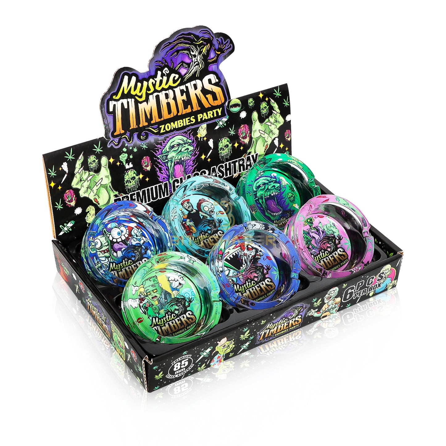 Mchaji Mbao Zombie Parties Premium Round Glass Ash Trays