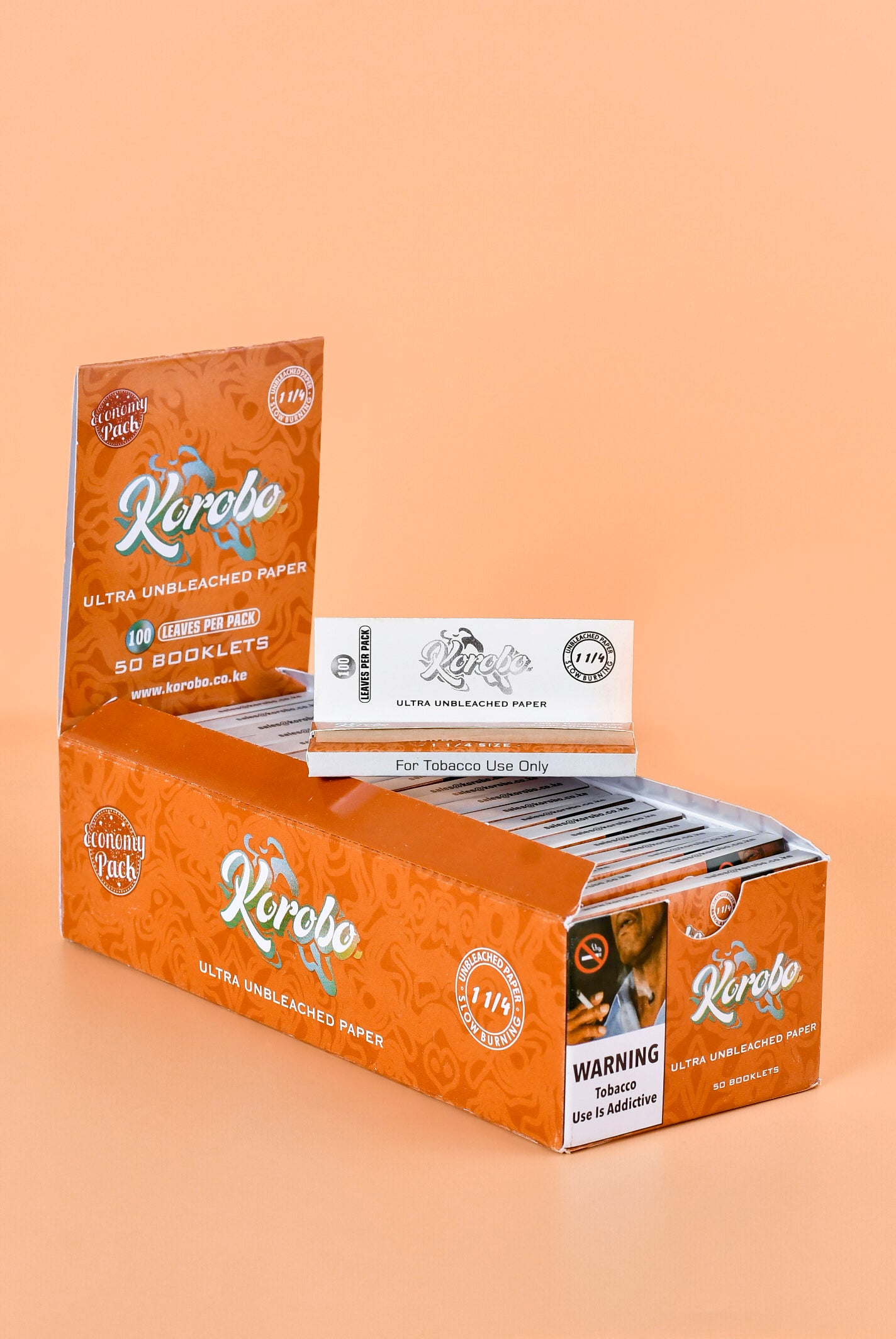 Korobo Brown 1¼ Size  100 Leaves Rolling Papers - Bittchaser Smoke Shop
