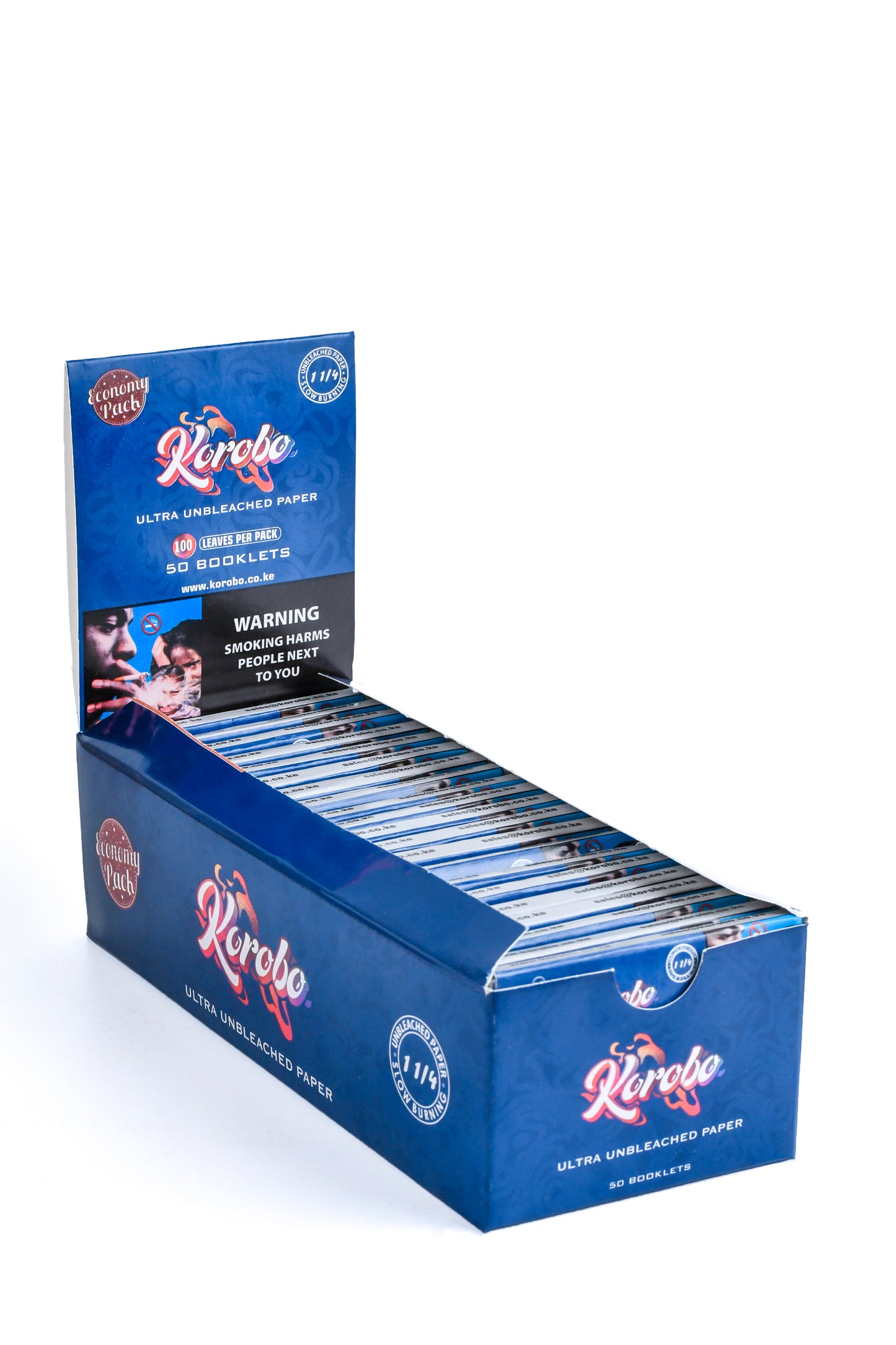Korobo Blue 1¼ Size 100 Leaves Rolling Papers Stock - Bittchaser Smoke Shop