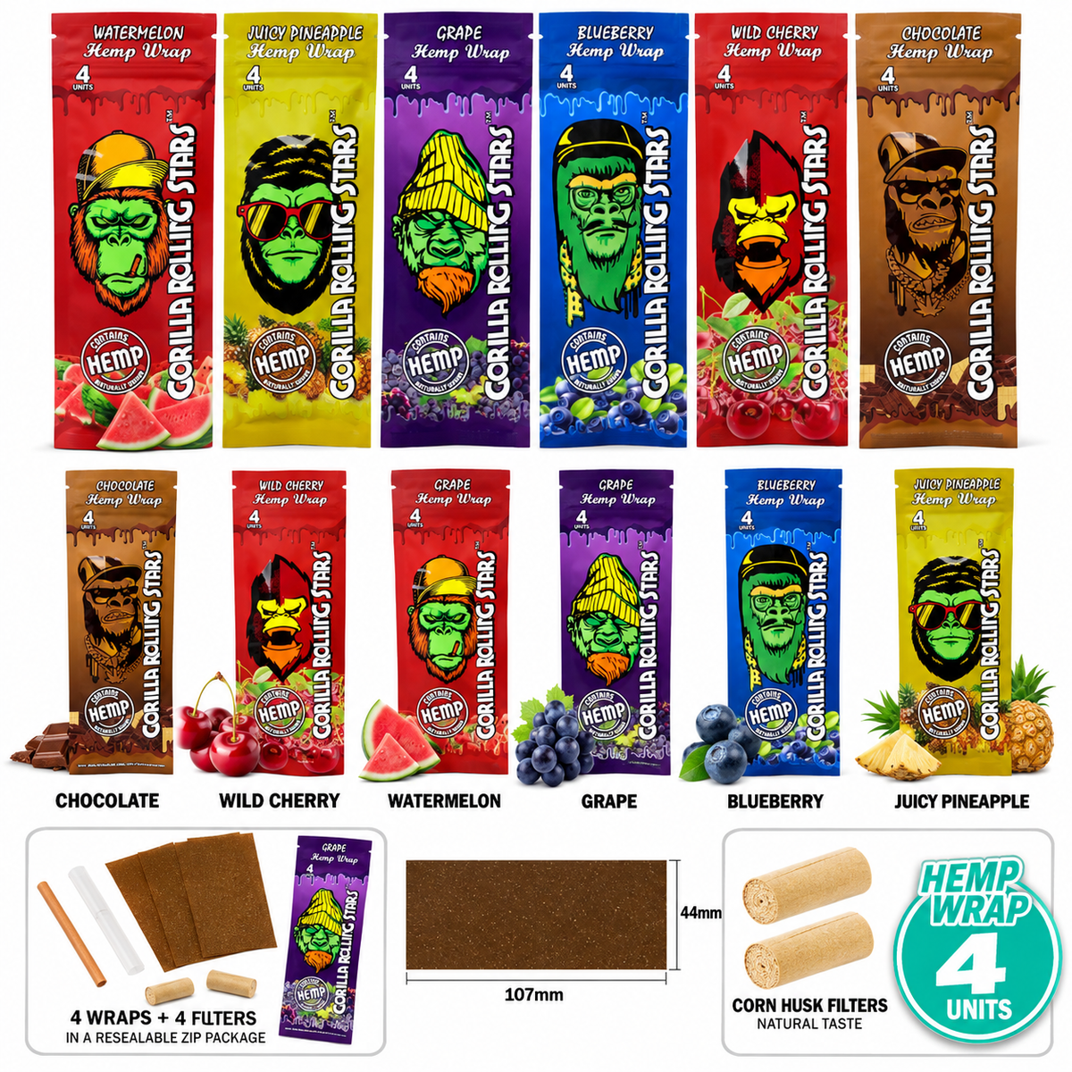 Gorilla Rolling Stars Flavored Hemp Wraps