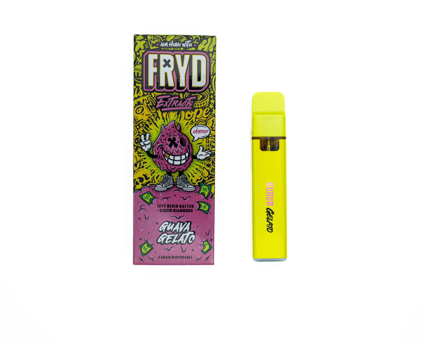 FRYD Extracts Live Resin Batter Almasi Kioevu 2000mg 2G Mikokoteni Inayoweza Kuchajishwa