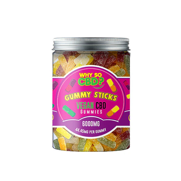 Why So CBD? 6000mg CBD Large Vegan Gummies - Gummy Sticks