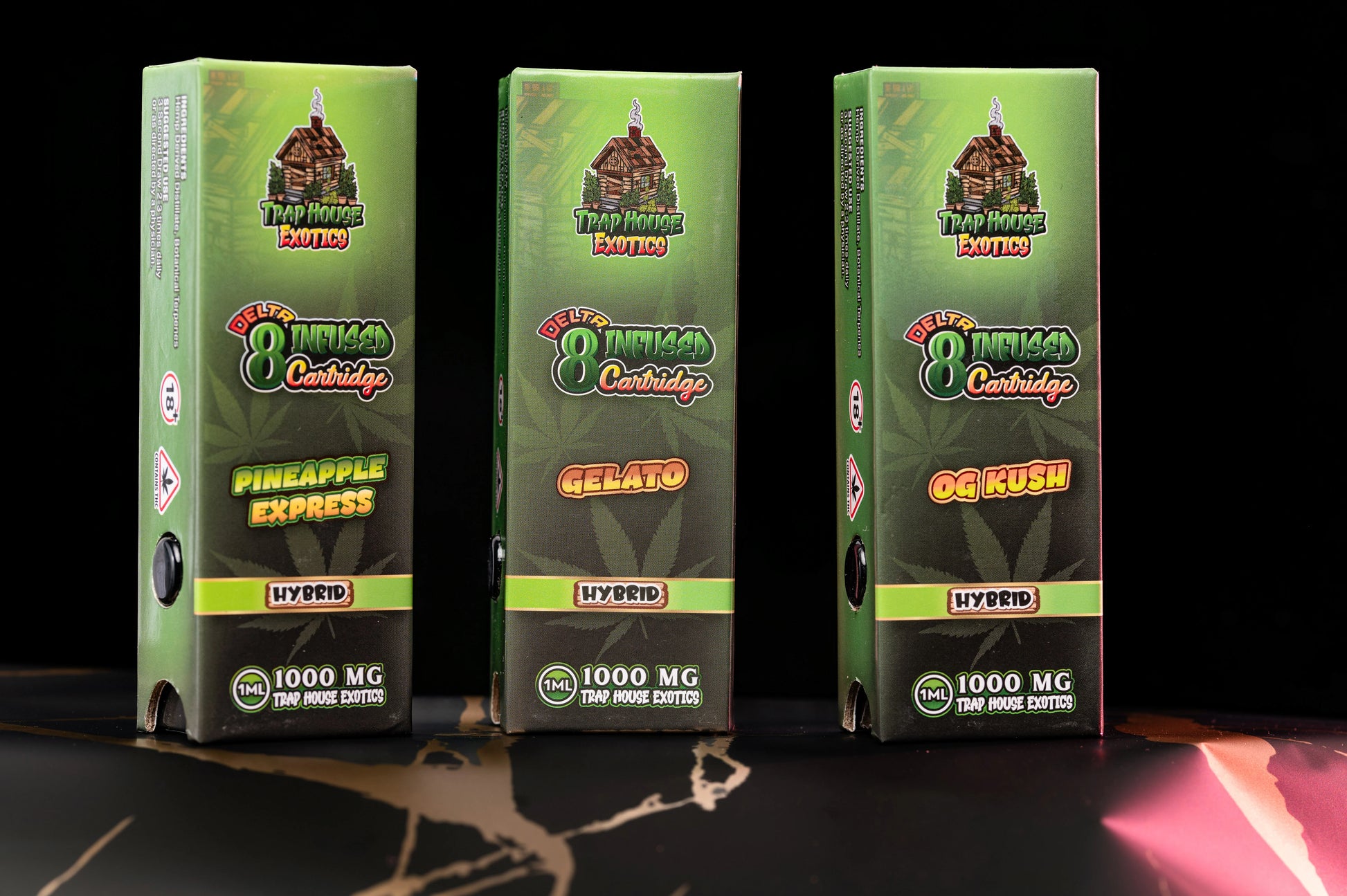 Trap House Exotics Hybrid 1000mg Delta-8 1g THC Vape Cartridges - Bittchaser Smoke Shop