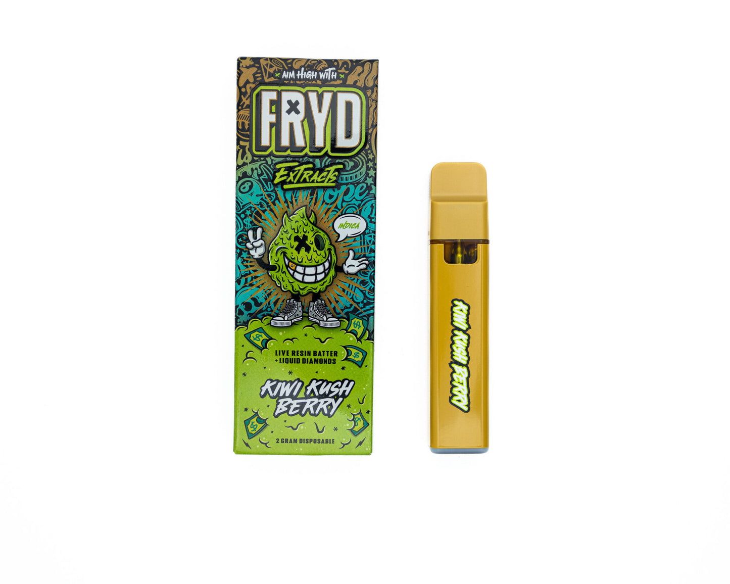 FRYD Extracts Live Resin Batter Almasi Kioevu 2000mg 2G Mikokoteni Inayoweza Kuchajishwa