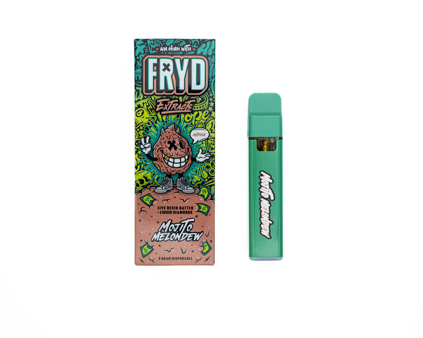 FRYD Extracts Live Resin Batter Almasi Kioevu 2000mg 2G Mikokoteni Inayoweza Kuchajishwa
