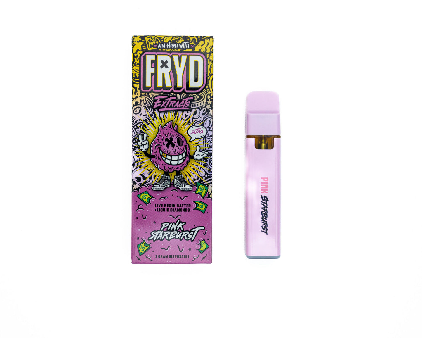 FRYD Extracts Live Resin Batter Almasi Kioevu 2000mg 2G Mikokoteni Inayoweza Kuchajishwa