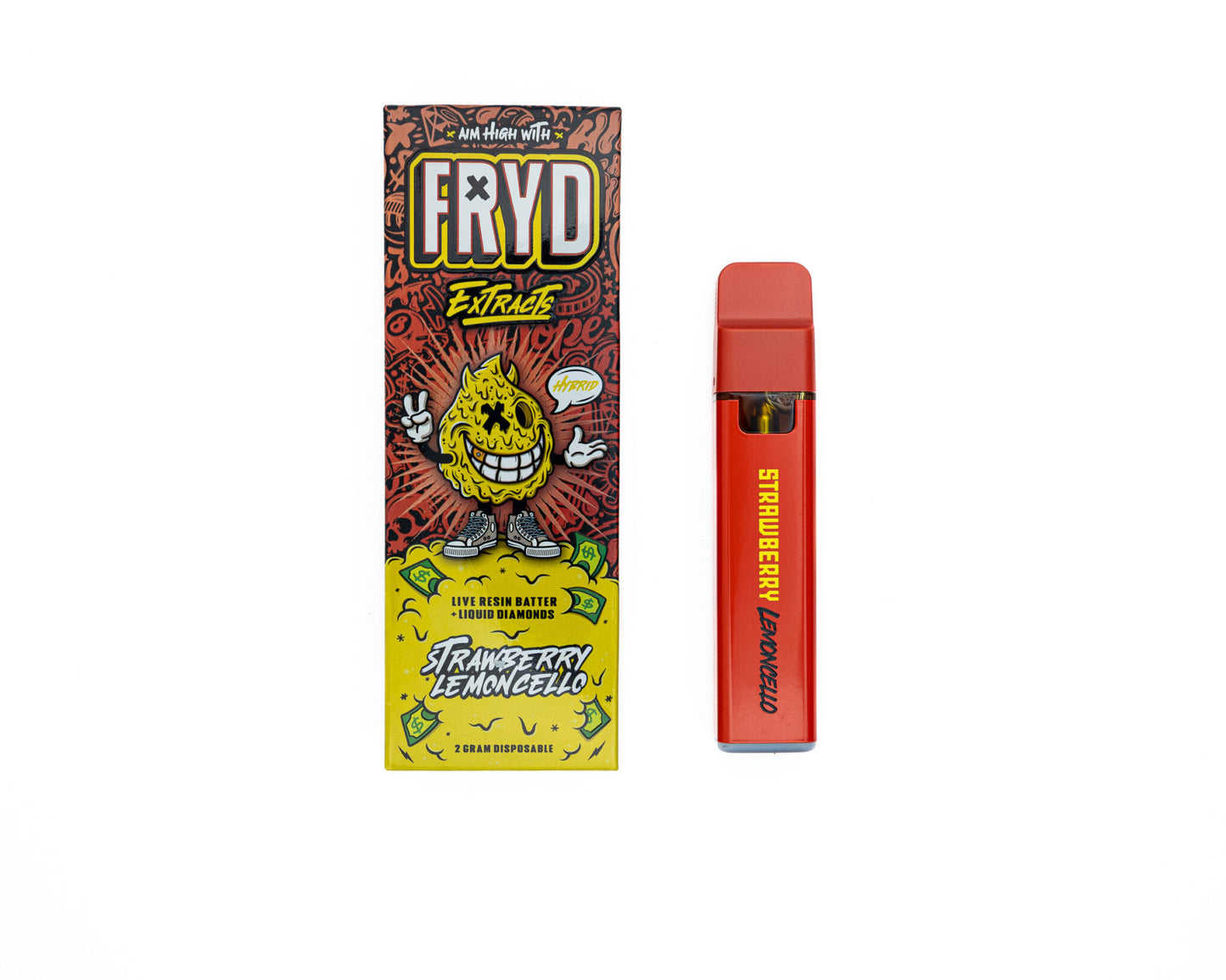FRYD Extracts Live Resin Batter Almasi Kioevu 2000mg 2G Mikokoteni Inayoweza Kuchajishwa