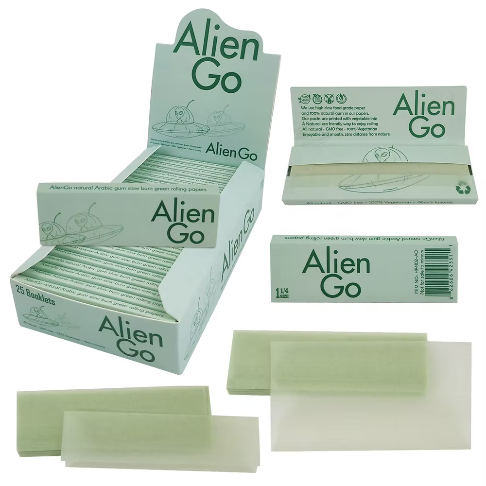 Alien Go 1 1/4 Size Green Rolling Papers - Bittchaser Smoke Shop