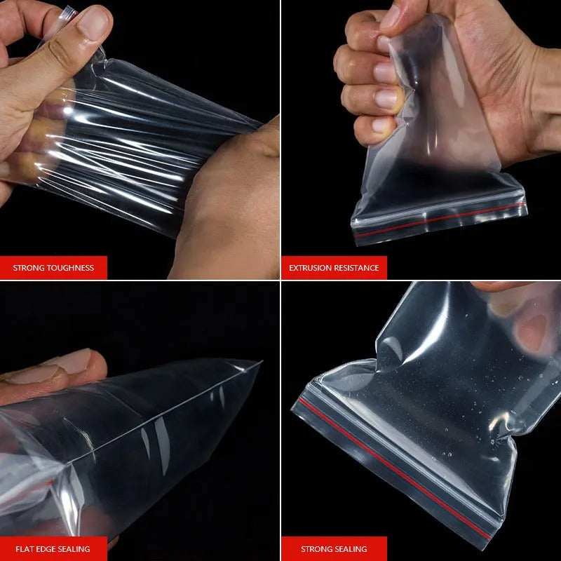 Clear Ziplock Resealable Airtight Vacuum Storage Food Grade Bags (7cmx10cm) - Size 3 - Bittchaser