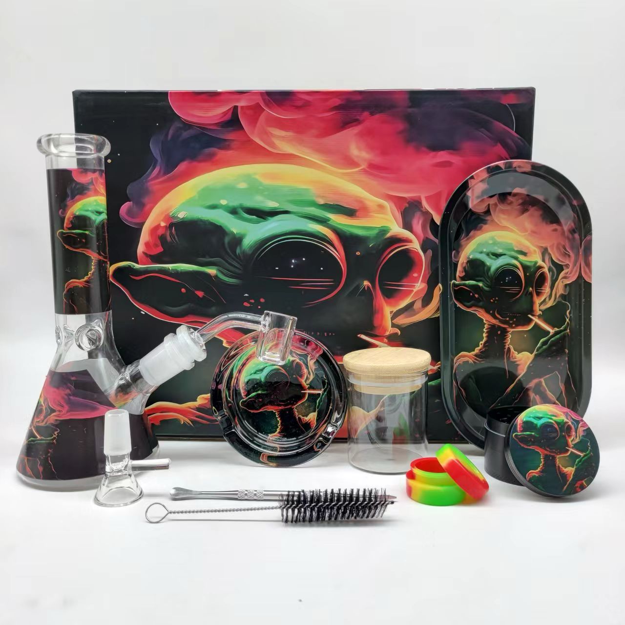 Baby Yoda Glass Ice Multi-Accessory Bong Set - Bittchaser Smoke Shop