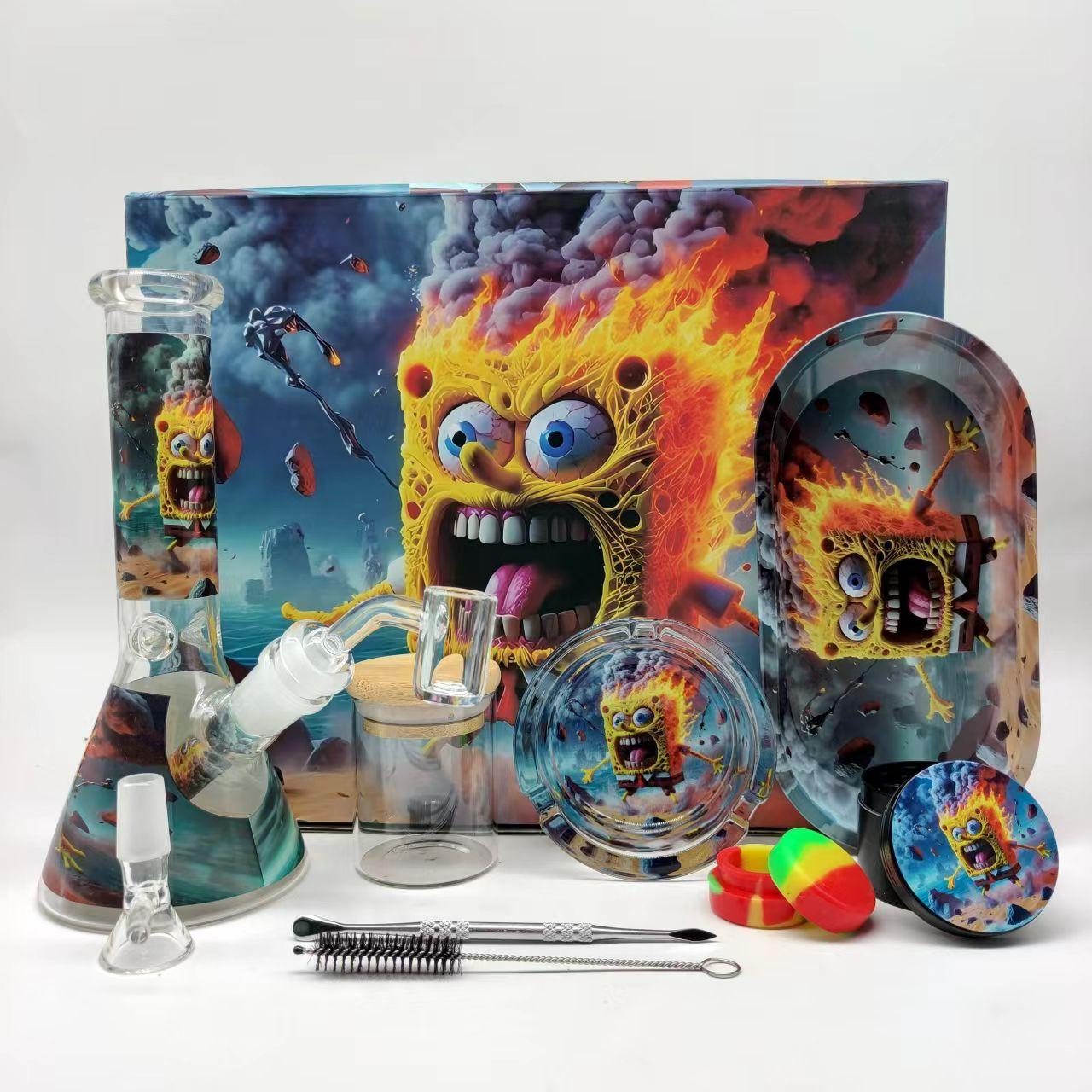 SpongeBob & Gary Glass Ice Multi-Accessory Bong Set - Bittchaser Smoke Shop