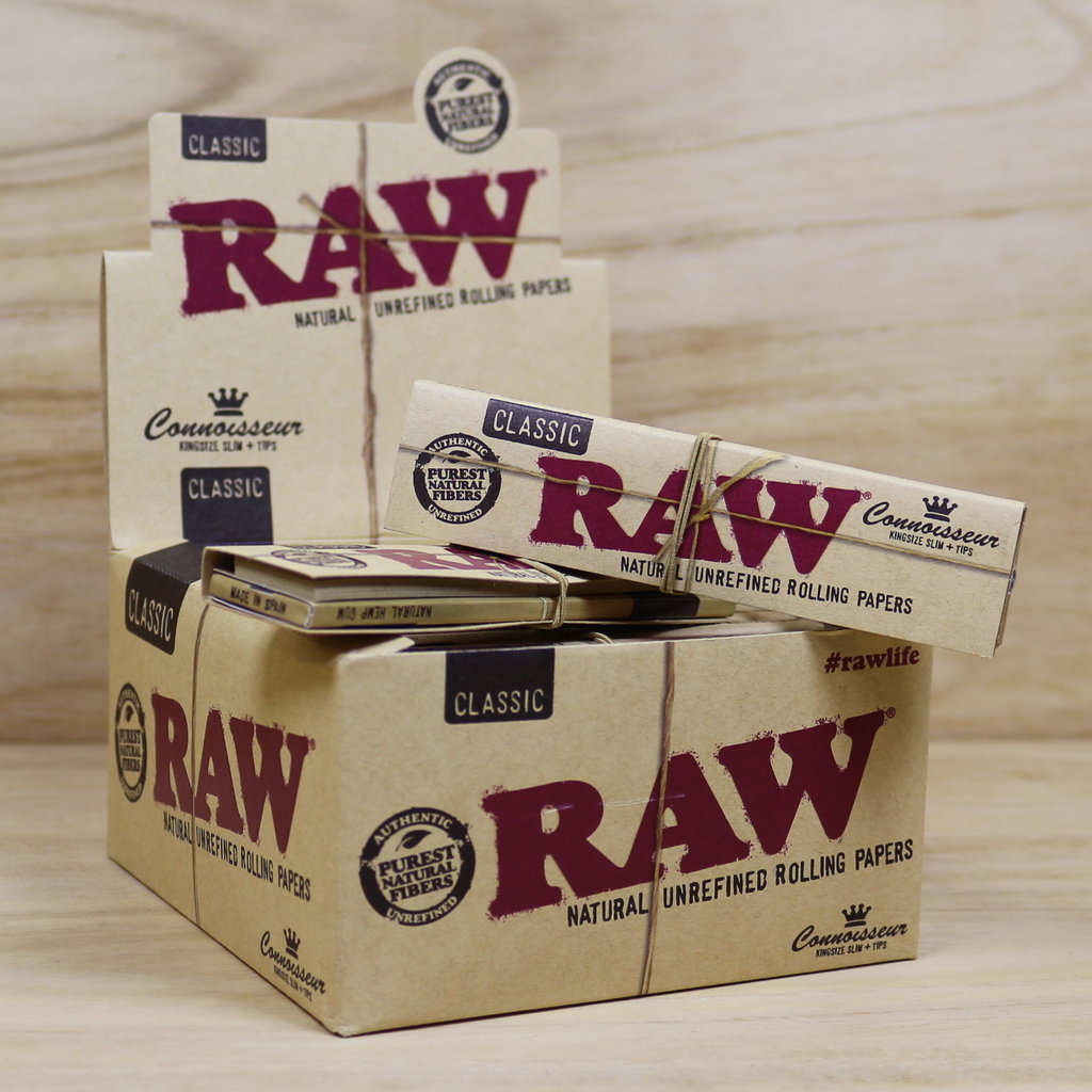 RAW Connoisseur Papers Kingsize Slim + Tips (Full Box) - Bittchaser Smoke Shop