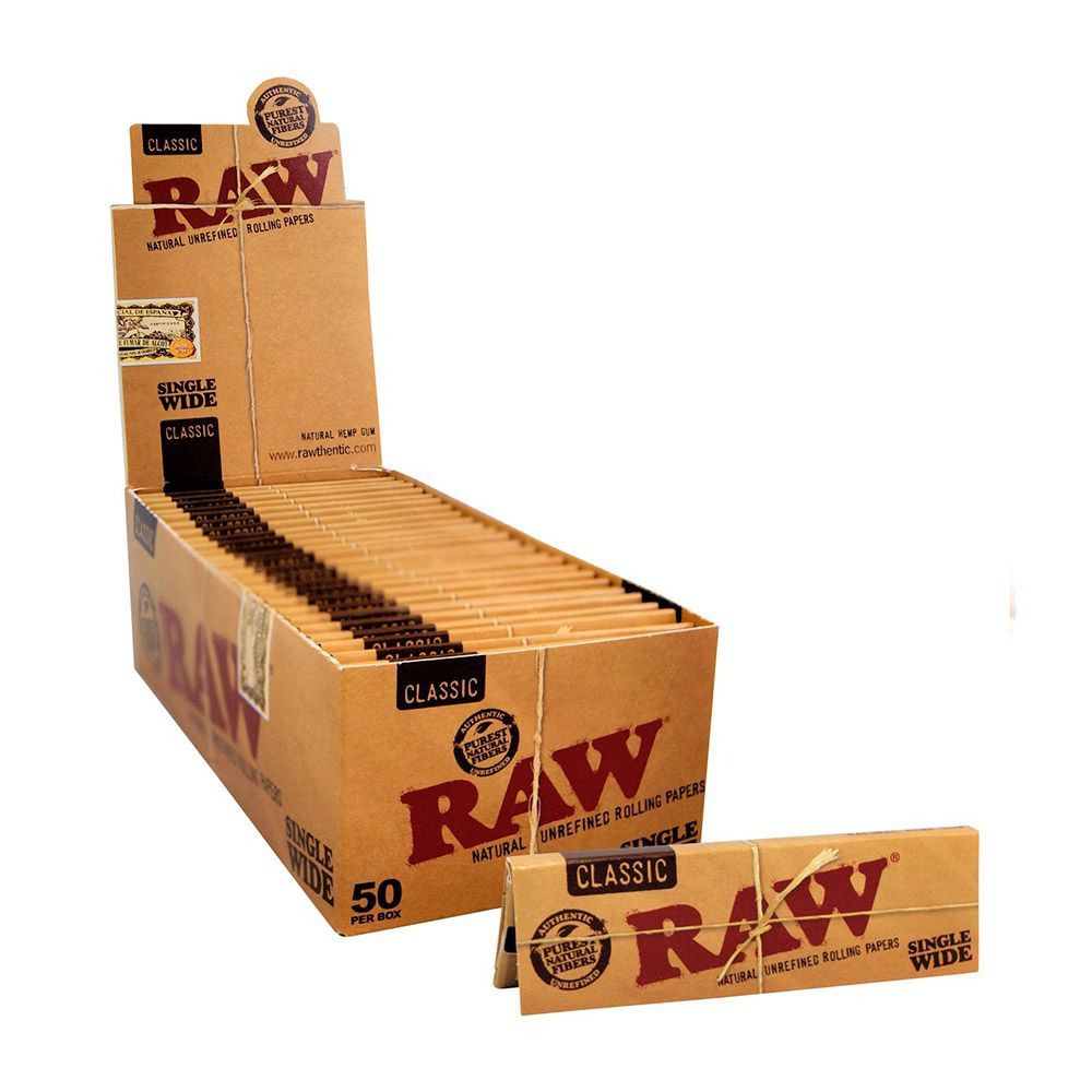 Raw Classic Regular Size Brown Rolling Papers (Full Box) - Bittchaser Smoke Shop