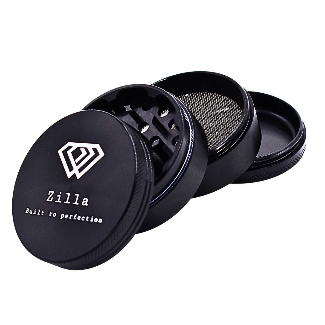 Zilla Aluminium 60mm (Large Size) Herb Grinder - Black