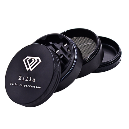 Zilla Aluminium 60mm (Large Size) Herb Grinder - Black - Bittchaser