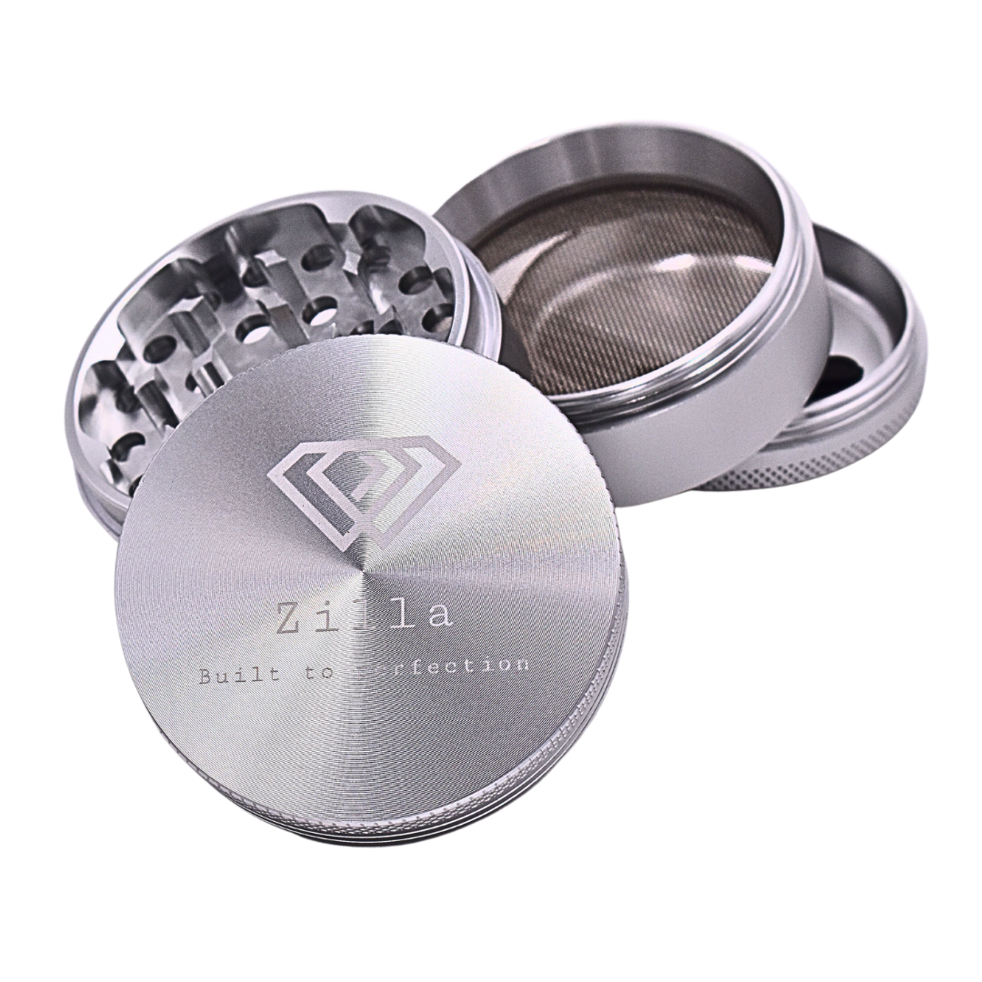 Zilla Aluminium 60mm (Large Size) Herb Grinder - Silver