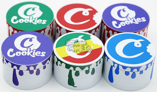 White Cookies 63mm (Medium Size) 4 Part Alloy Metallic Grinders [HG-009-2]