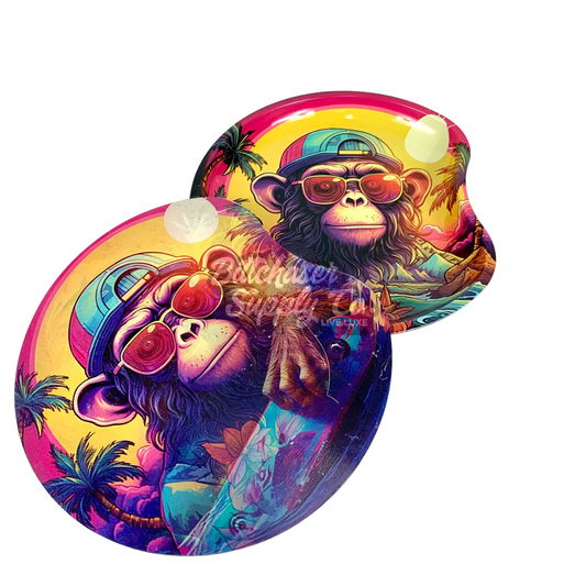 3D Holographic Monkey Vibes Rolling Tray with Magnetic lid 18 x 17cm