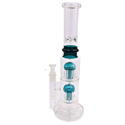 15"Tree Percolator Glass Beaker Bong | Green - Bittchaser