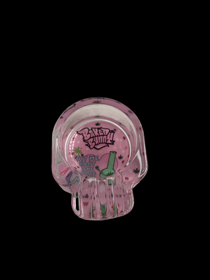 Baked bunny skull Art Glass Ashtray 95mm