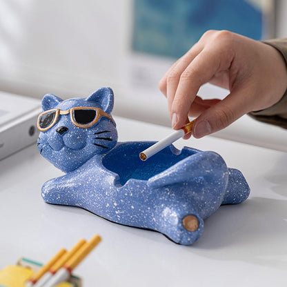 Lucky Cat Ceramic Tabletop Ashtray