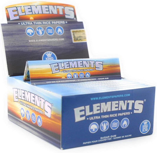 Elements King Size Slim Ultra Thin Rice Rolling Paper - Full Box (50 Booklets)