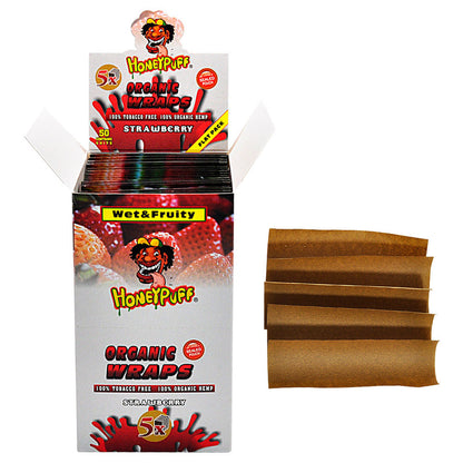 Honeypuff Strawberry Flavored Wraps - (5 Wraps Per Pack) - Bittchaser