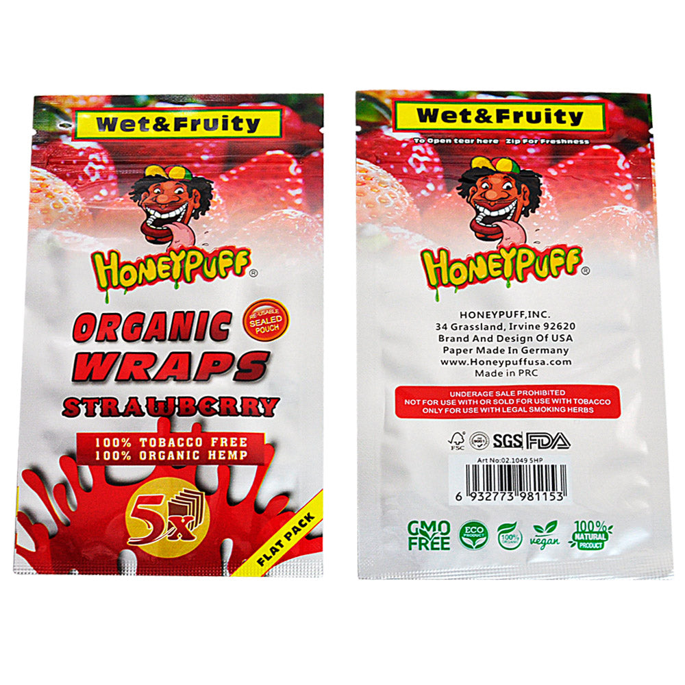 Honeypuff Strawberry Flavored Wraps - (5 Wraps Per Pack)