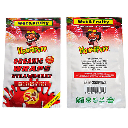 Honeypuff Strawberry Flavored Wraps - (5 Wraps Per Pack) - Bittchaser