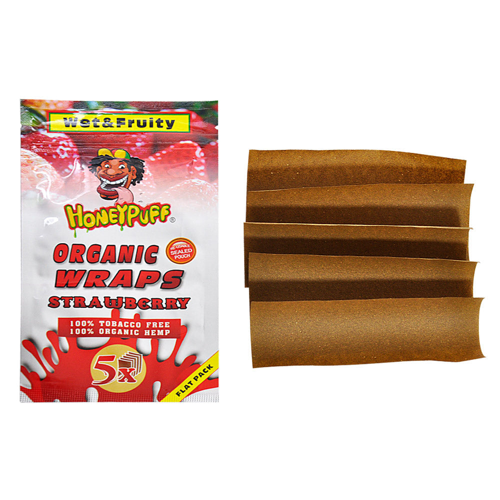 Honeypuff Strawberry Flavored Wraps - (5 Wraps Per Pack) - Bittchaser