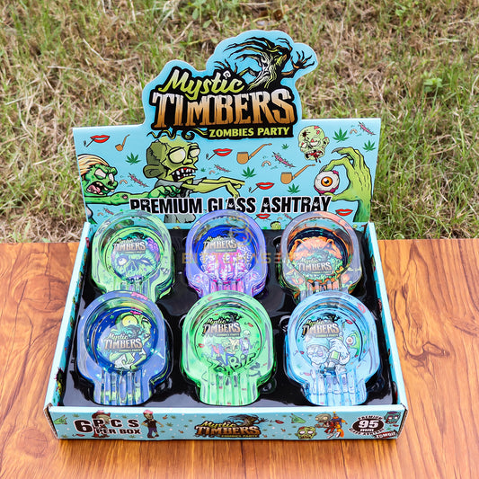 Mystic Timbers Party Skull Premium Glass Ash tray