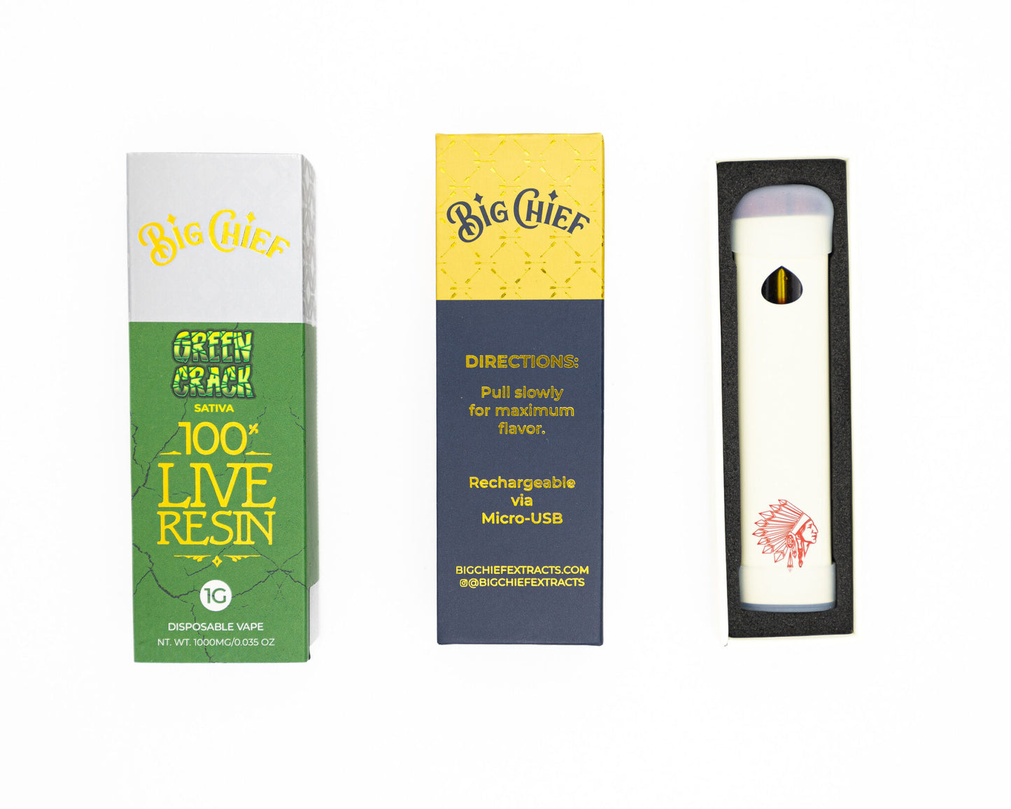 Big Chief – 100% Live Resin - Disposable 1000mg Rechargeable 1g Vape Carts