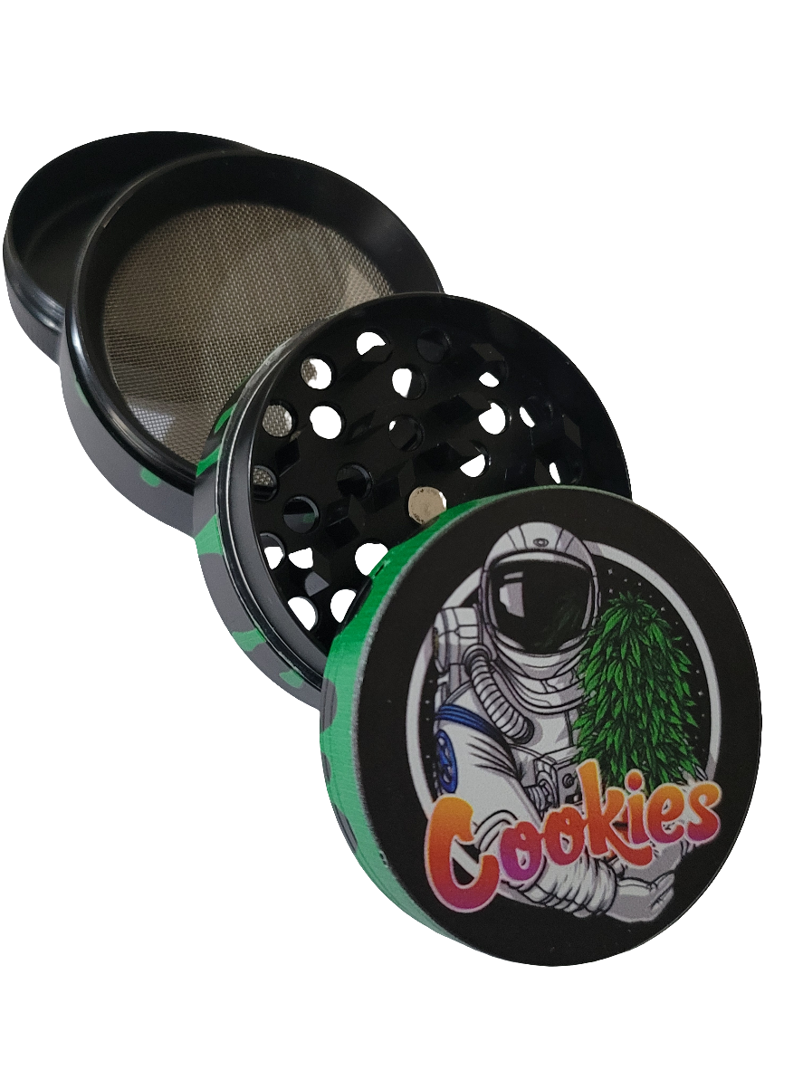 Cookies 50mm (Small) 4 Part Zinc Alloy Metallic Herb Grinder