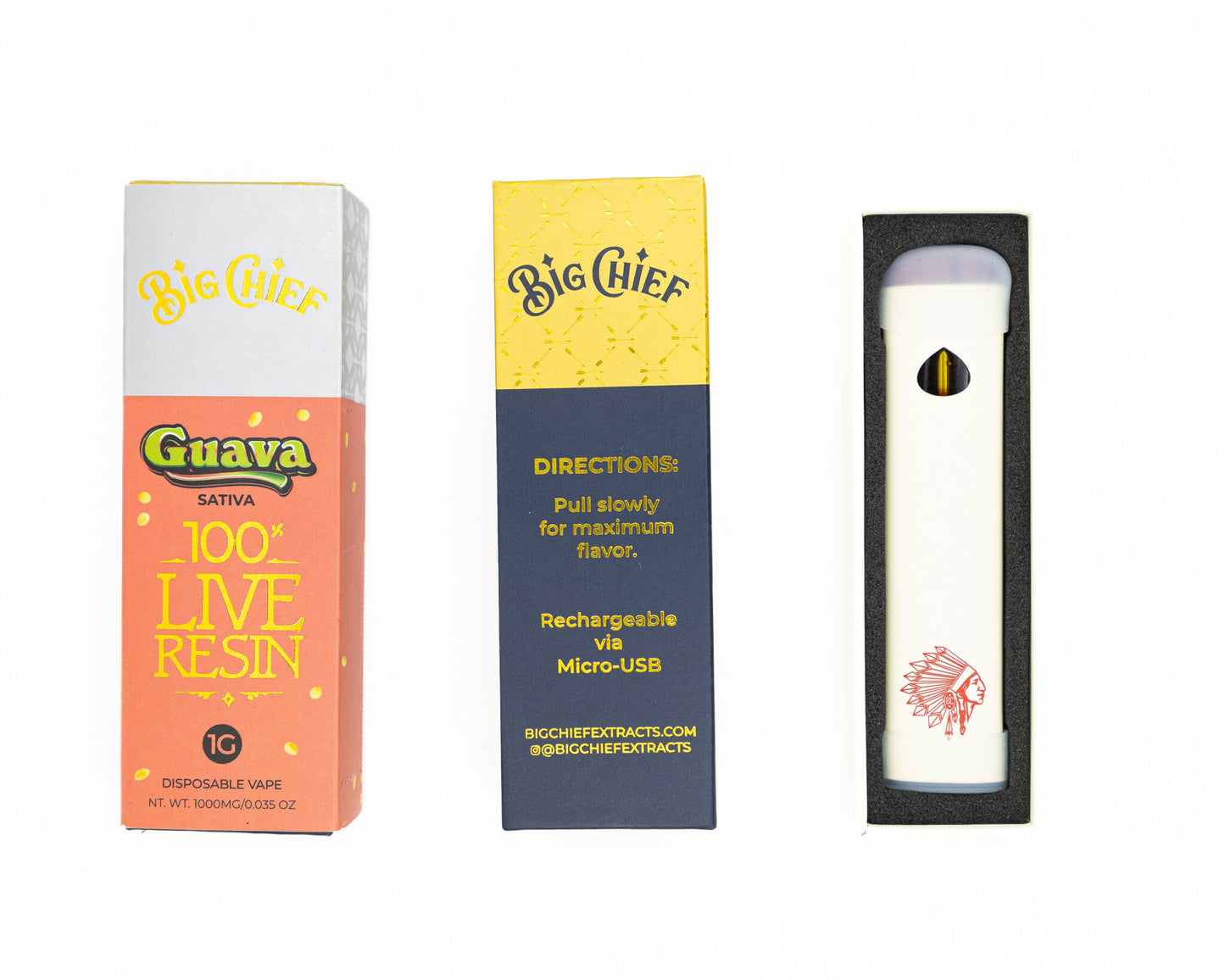 Big Chief – 100% Live Resin - Disposable 1000mg Rechargeable 1g Vape Carts