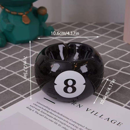 Classic 8 Ball Billiard Ceramic Tabletop Ashtray