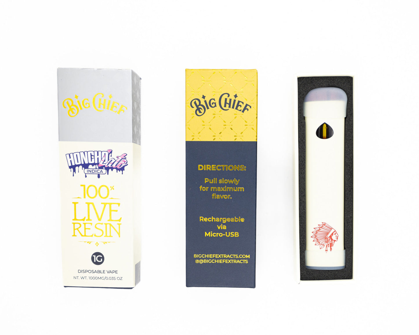 Big Chief – 100% Live Resin - Disposable 1000mg Rechargeable 1g Vape Carts