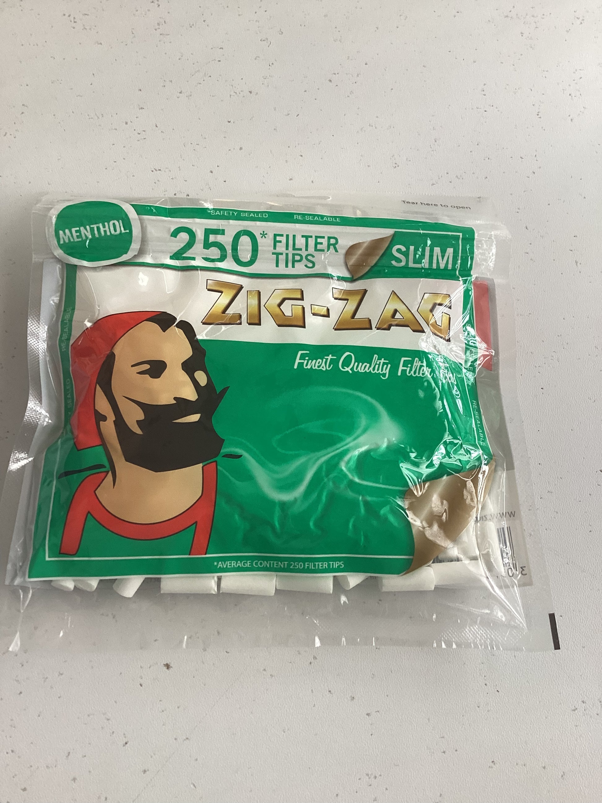 Zigzag Slim Mint/Menthol Filter Tips (250) per Bag) - Bittchaser