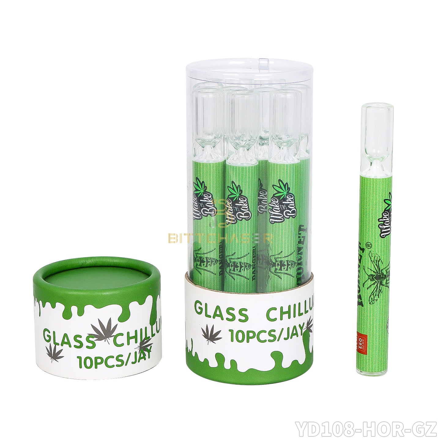 Chillum 4" Glass Smoking Pipe Straight Design - 10pcs Per Jar