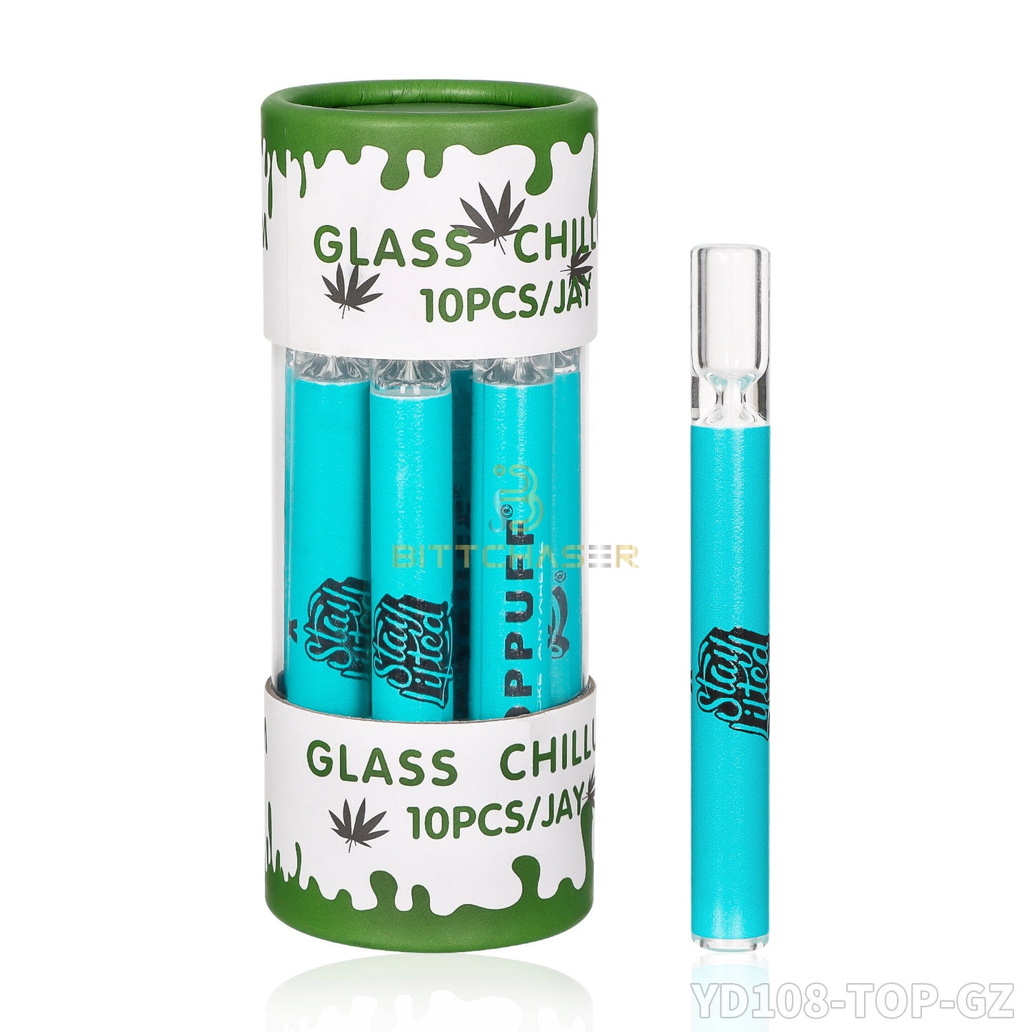 Chillum 4" Glass Smoking Pipe Straight Design - 10pcs Per Jar