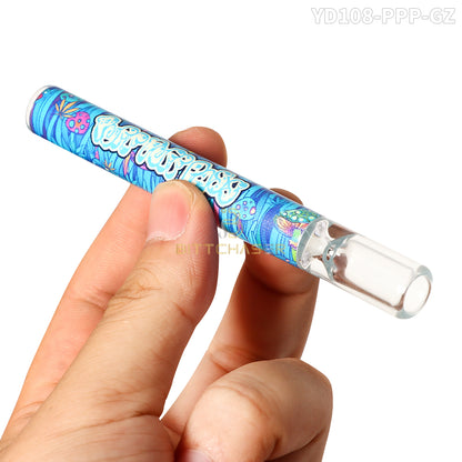 Chillum 4" Glass Smoking Pipe Straight Design - 10pcs Per Jar