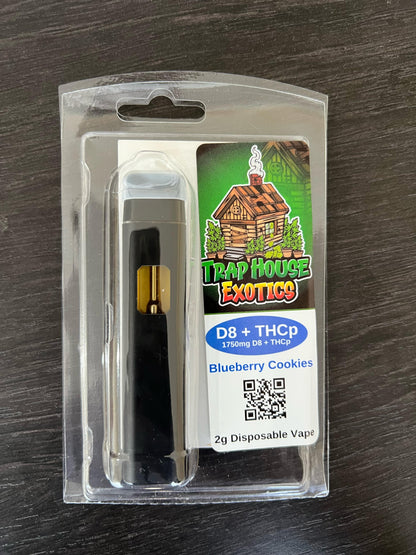 TrapHouse Delta 8 THC + THCp 2g Disposable Vape: Blueberry Cookies