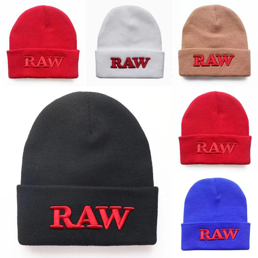RAW Embroidery Beanie Hats