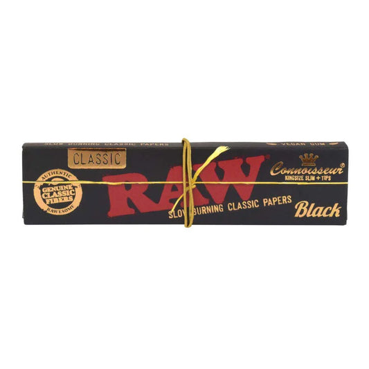 RAW Black Connoisseur Papers Kingsize Slim Rolling Papers + Tips